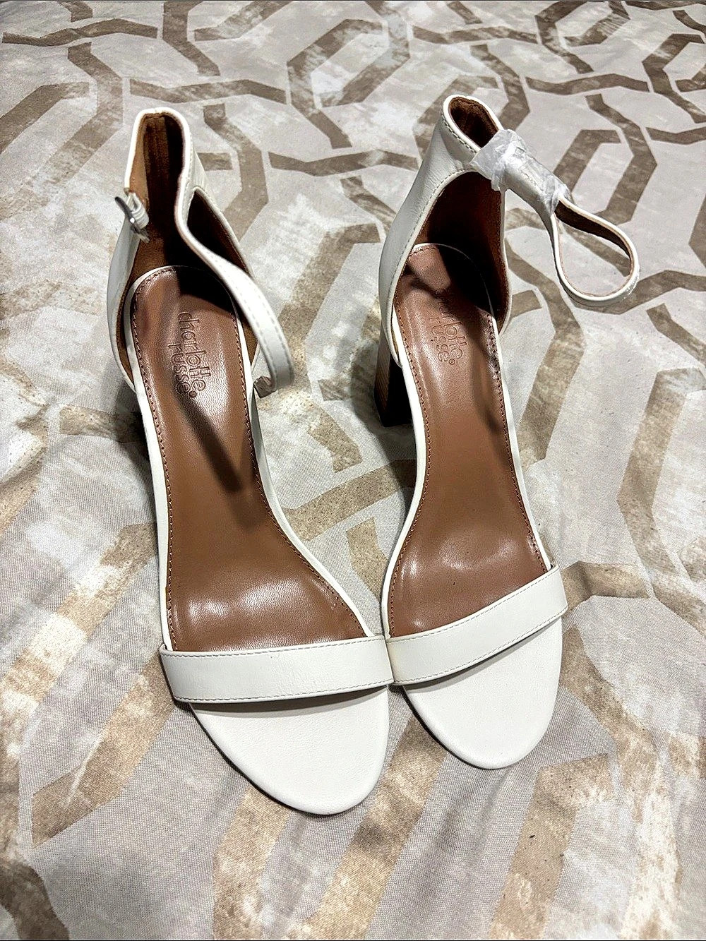 Charlote Russe White Ankle Strap Block Heel Shoes Like New